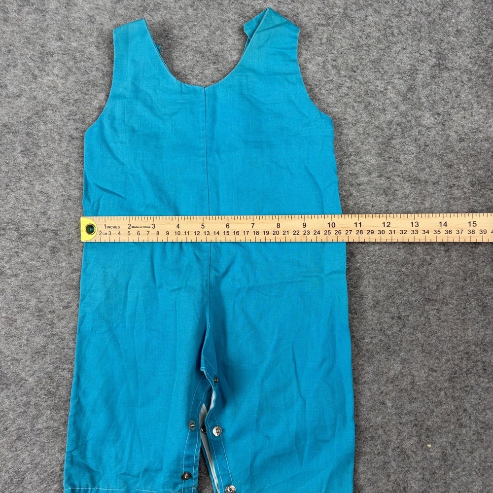 Romper Baby Teal Blue Hello World Stork Embroidery Vintage Surf Preppy 80s 90s - Picture 9 of 10